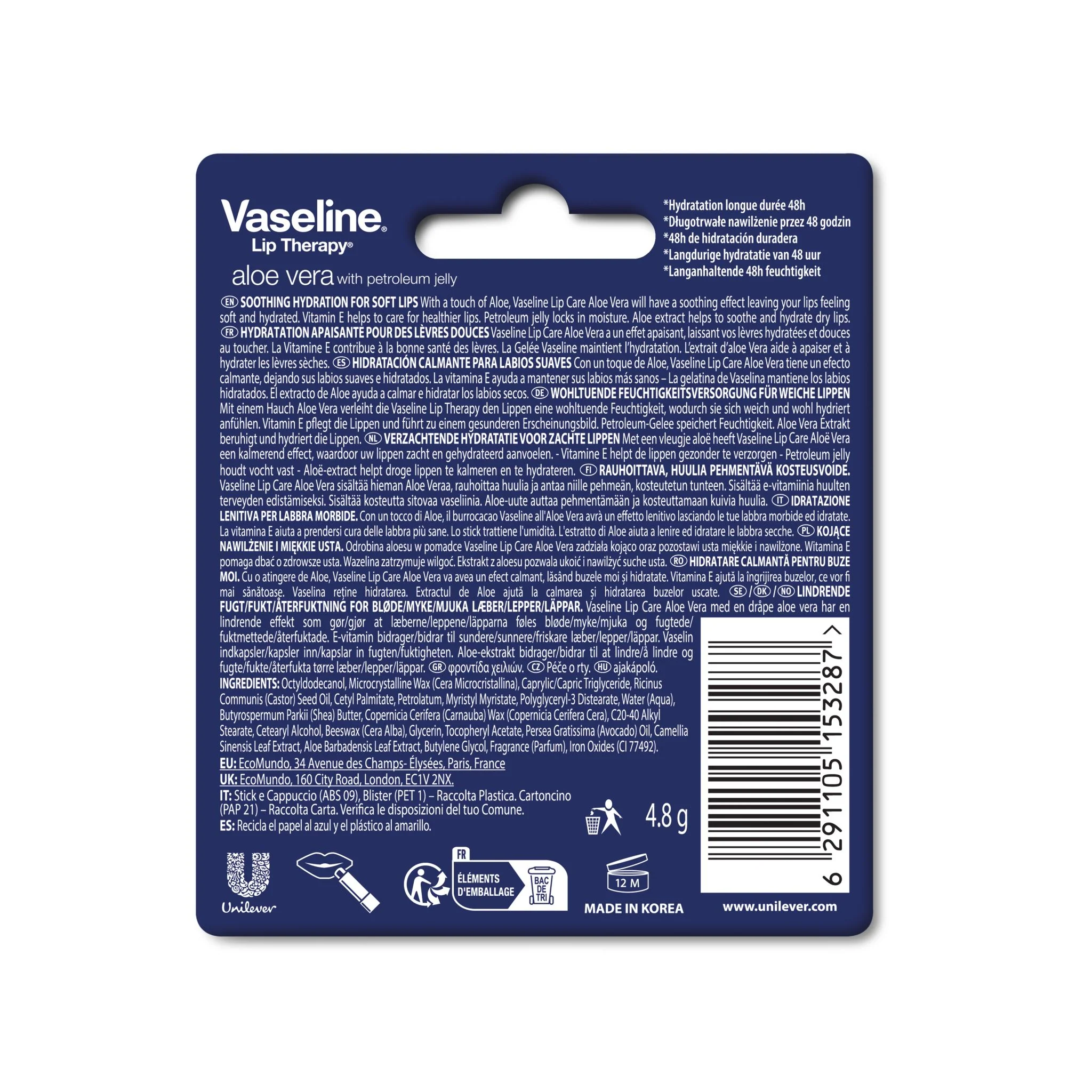 Vaseline Lip Therapy Aloe Vera | Getönter Lippenbalsam | Lippenstift mit Aloe Vera und Vitamin E - Image 2