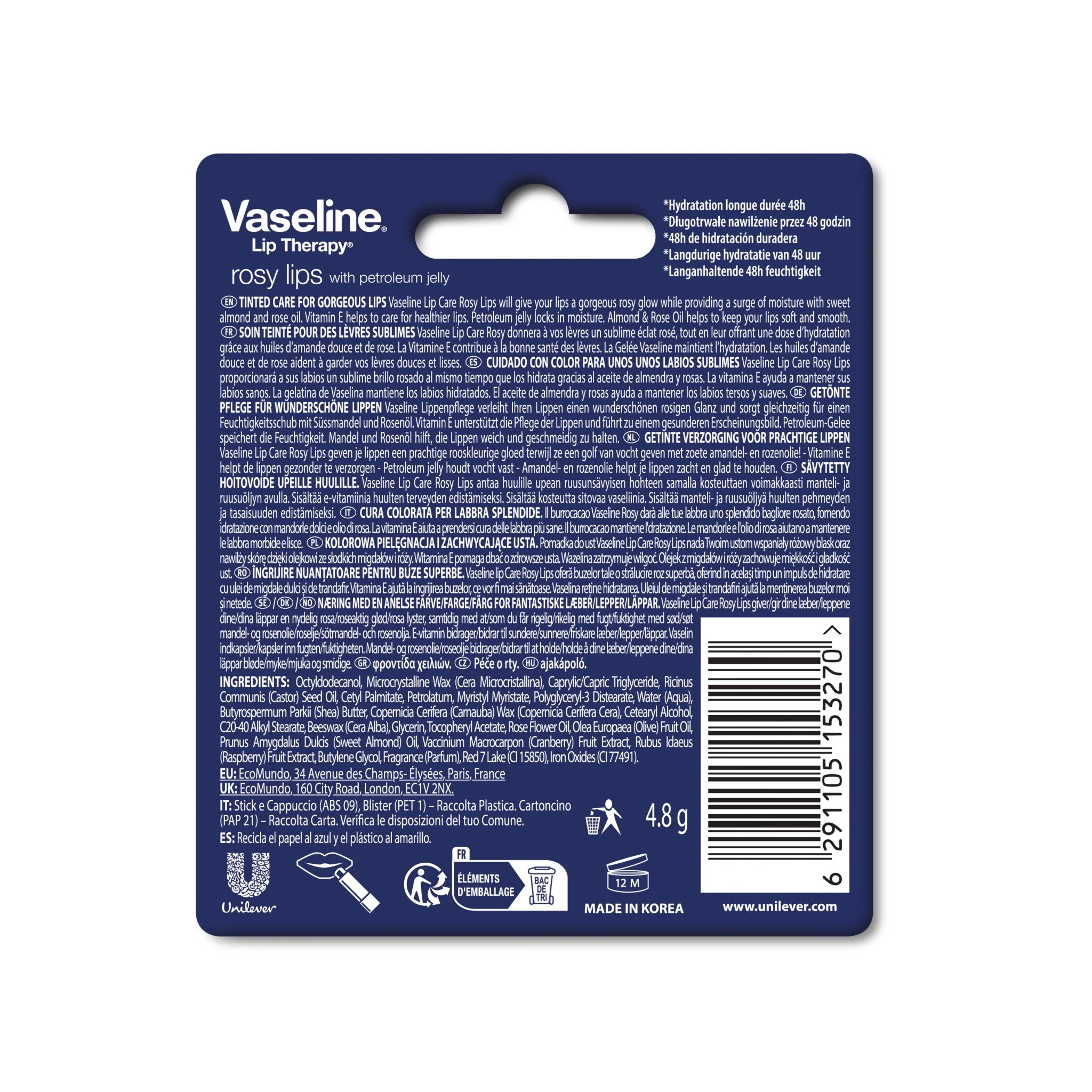 Vaseline Lip Therapy Rosy, Getönter Lippenbalsam, Lippenstift mit Mandel und Rosenöl - Image 17