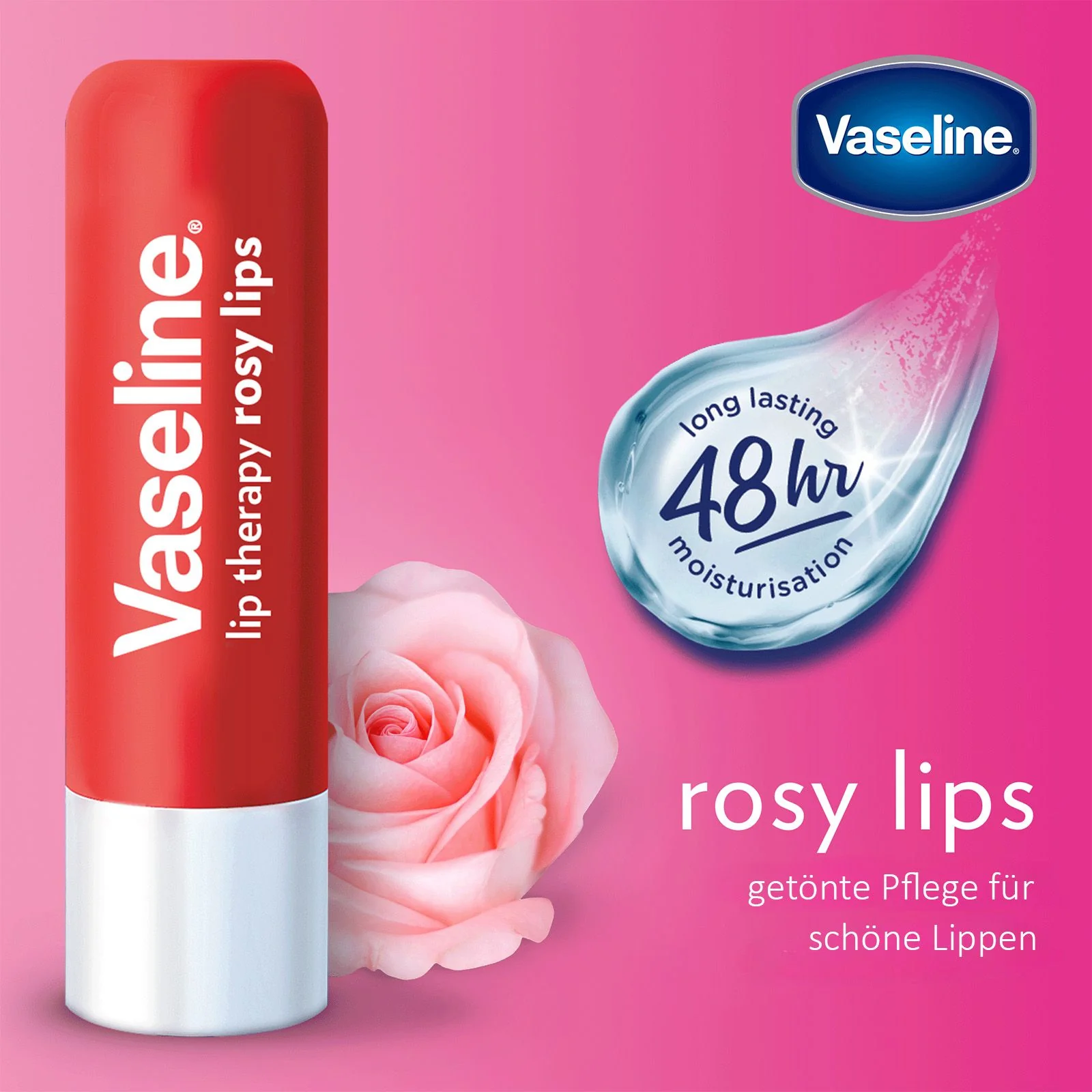 Vaseline Lip Therapy Rosy, Getönter Lippenbalsam, Lippenstift mit Mandel und Rosenöl - Image 34